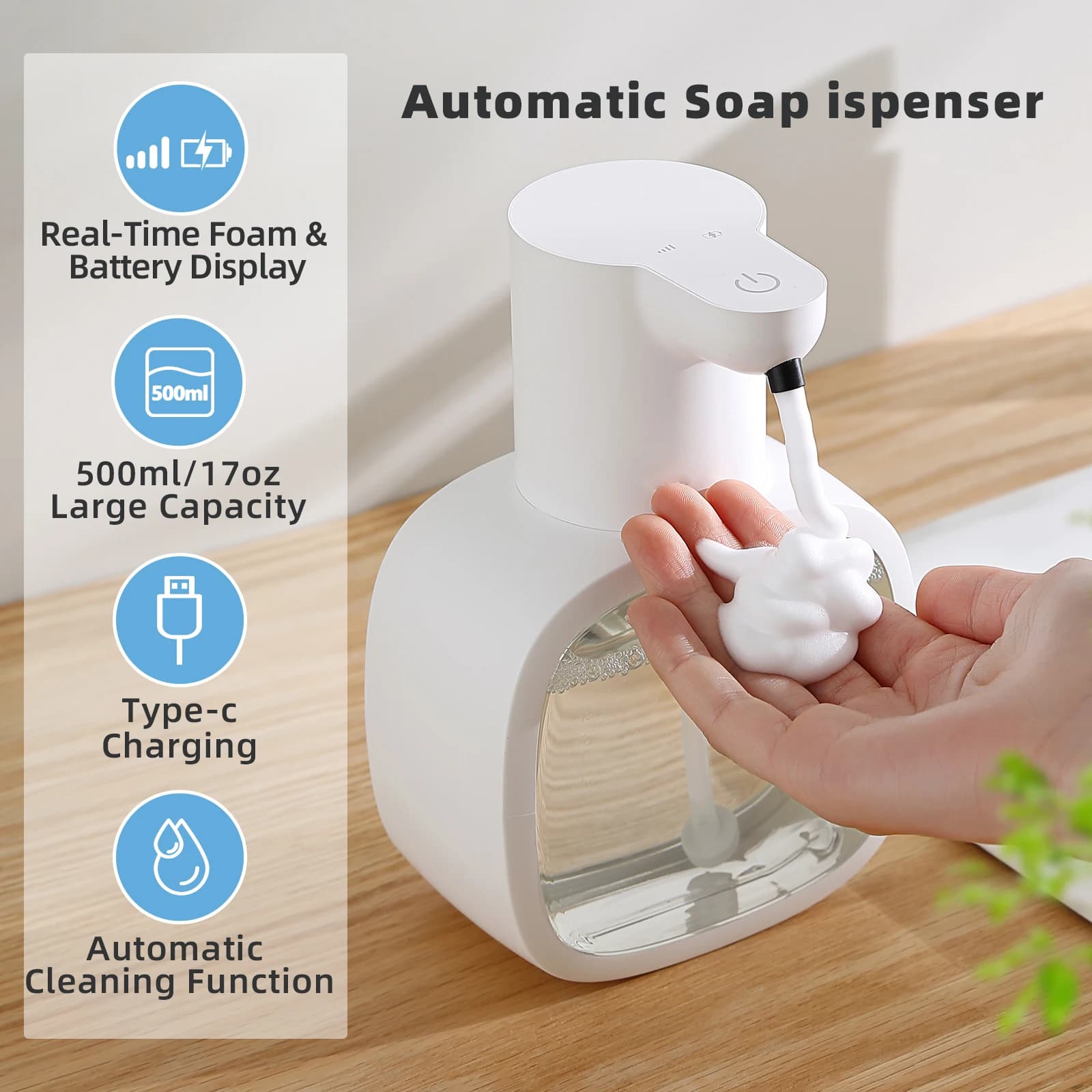 New smart sensor soap dispenser, automatic hand washer, electric foam hand sanitizer, detergent soap dispenser